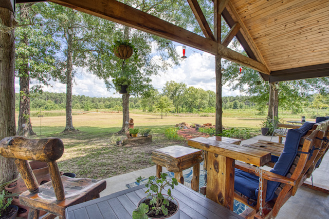View from the cabin porch overlooking the meadow
